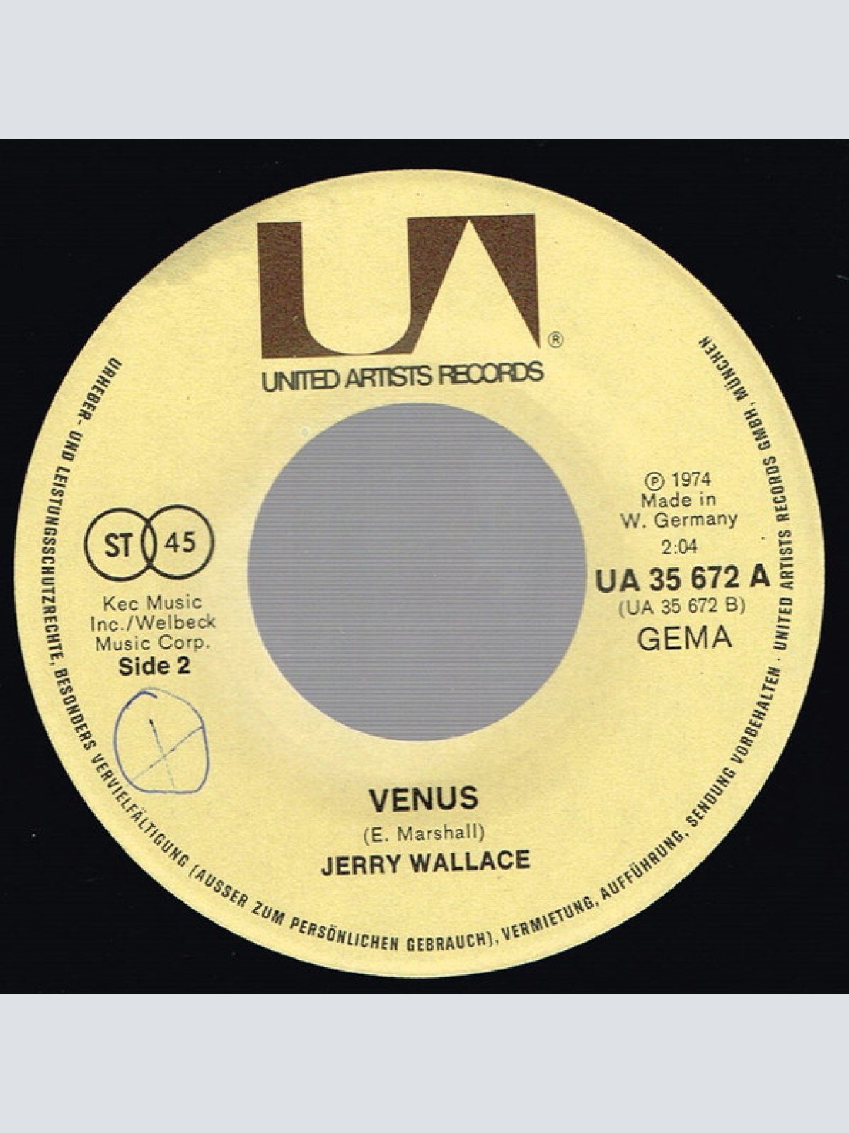 Vinyl / Jerry Wallace - Save The Last Dance For Me / Venus