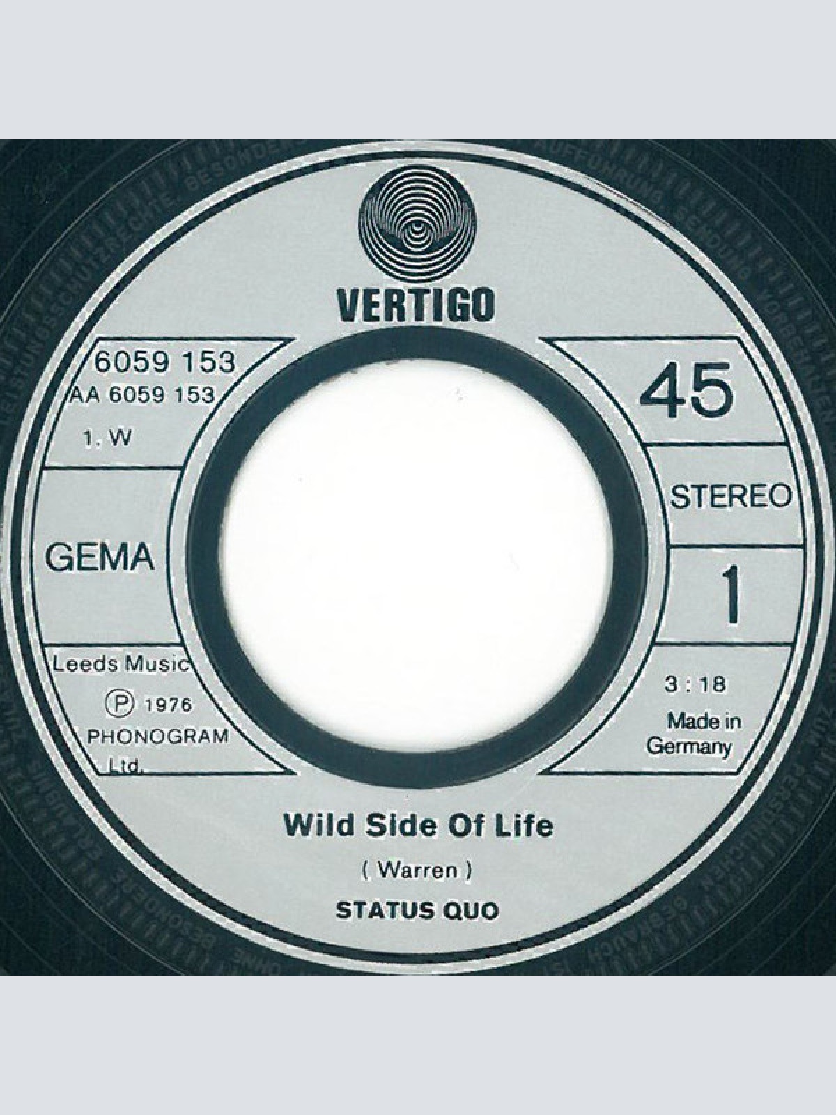 Vinyl / Status Quo - Wild Side Of Life