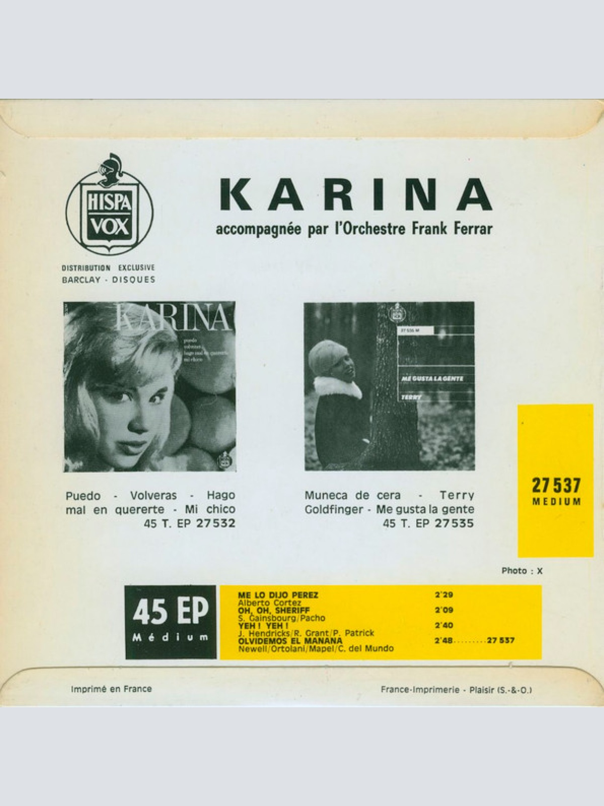 Vinyl / Karina (4) - Me Lo Dijo Perez