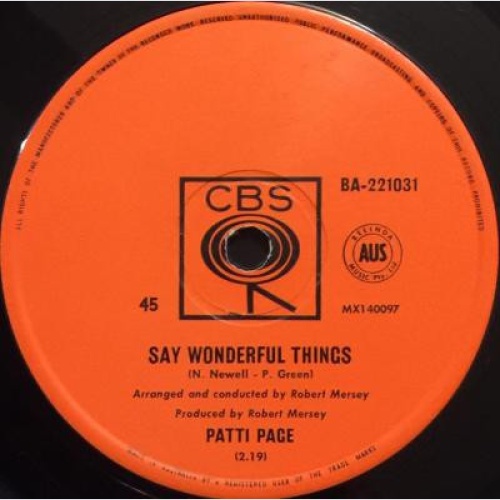 Vinyl / Patti Page - Say Wonderful Things / I Knew I Would See Him Again