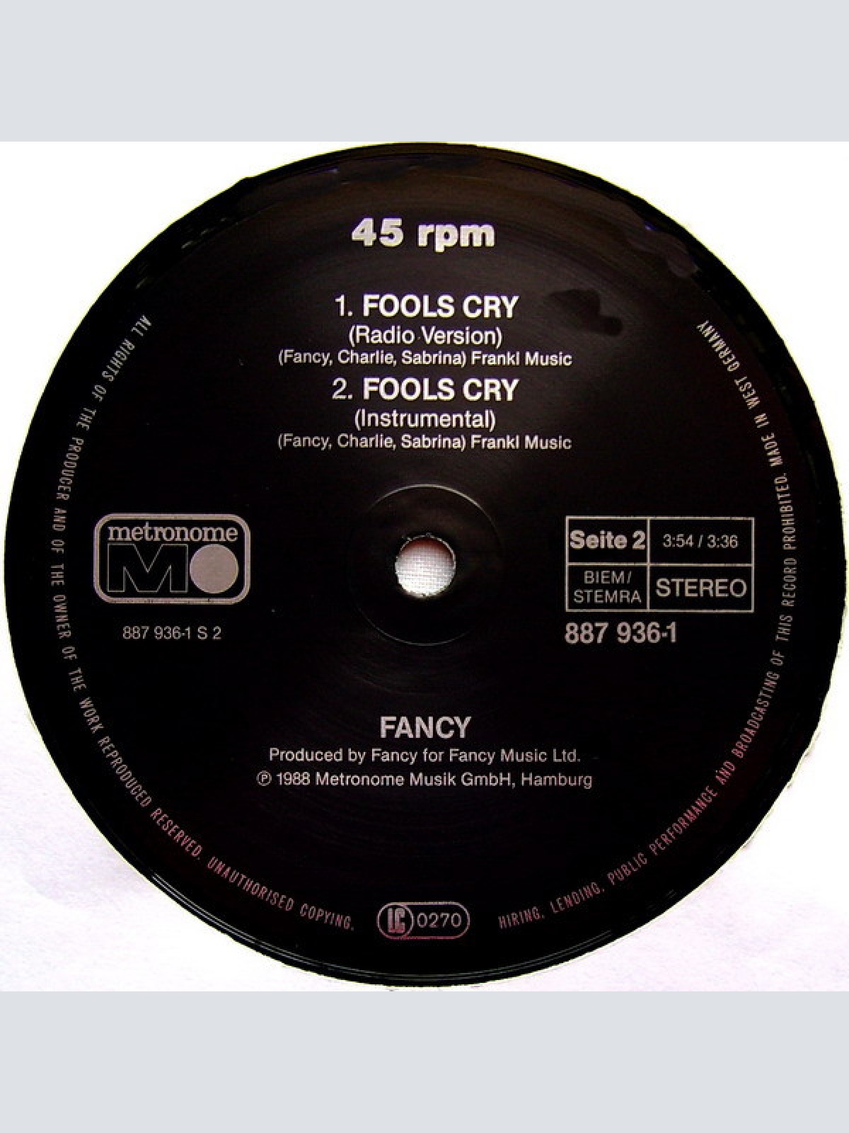 Vinyl / Fancy - Fools Cry (Remix)