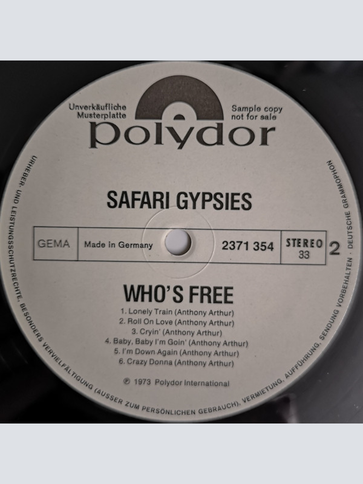 Vinyl / Safari Gypsies - Who's Free