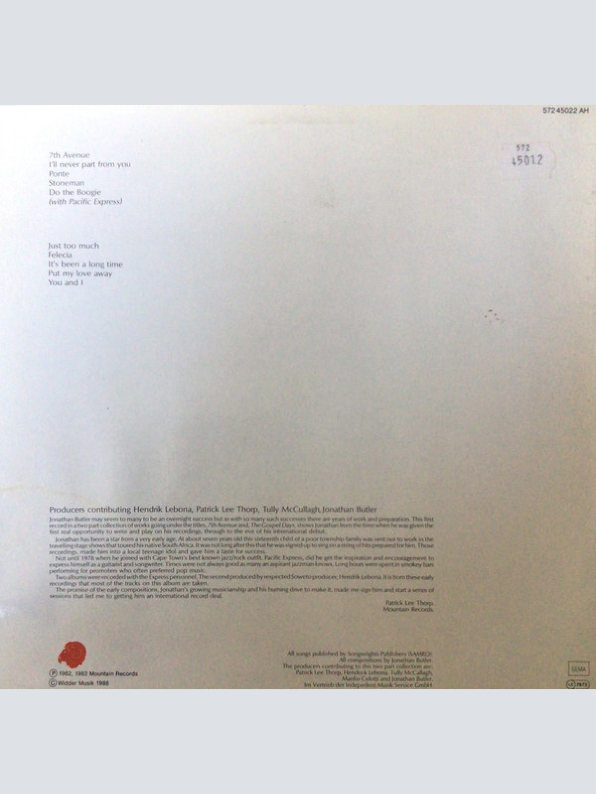 Vinyl / Jonathan Butler - 7th Avenue