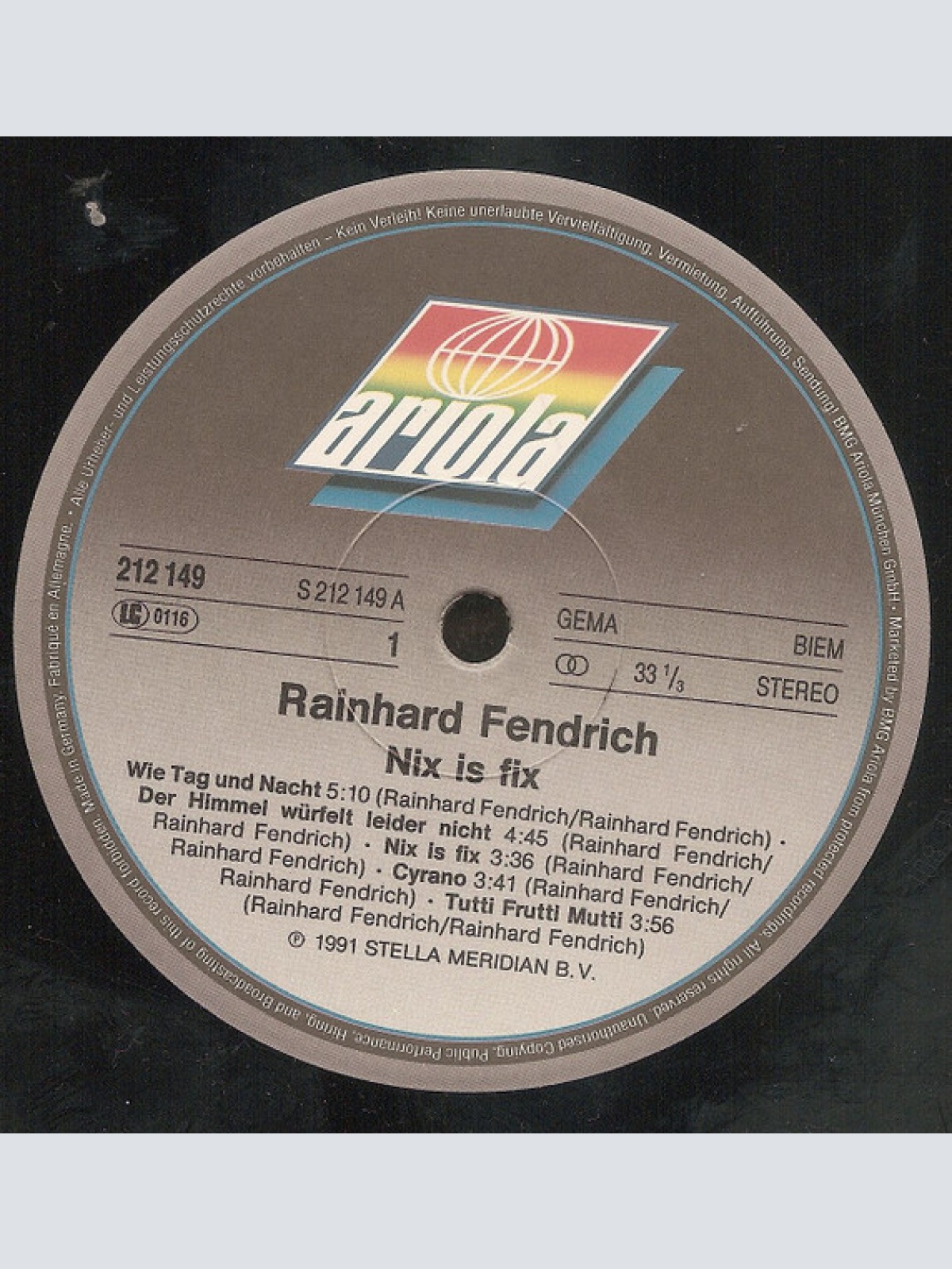 Vinyl / Rainhard Fendrich - Nix Is Fix