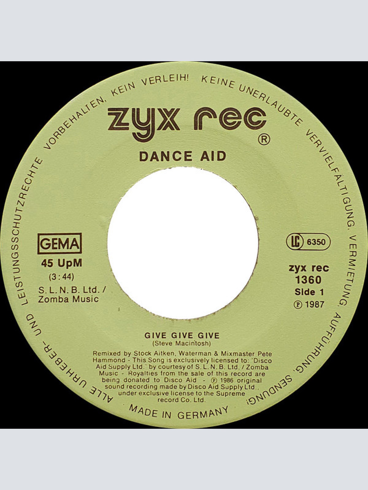 Vinyl / Dance Aid - Give Give Give