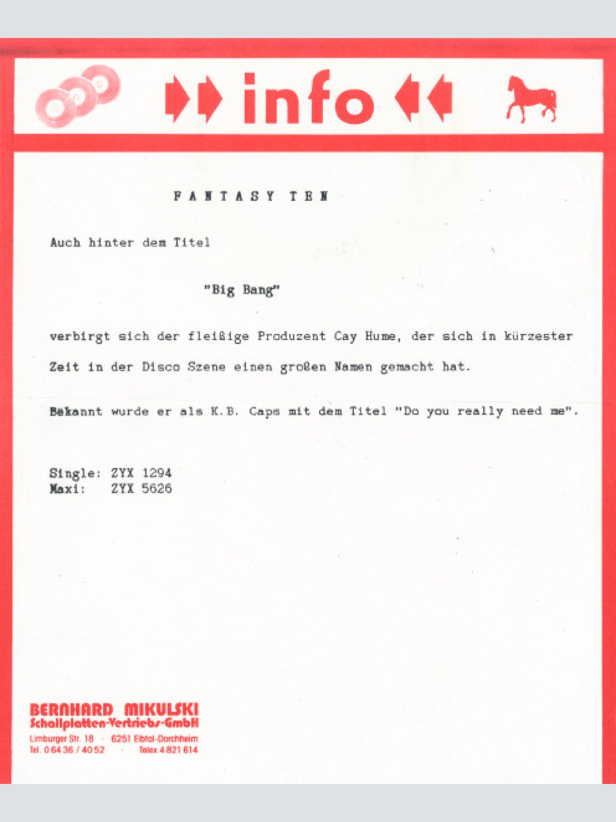 Vinyl / Fantasy Ten - The Big Bang