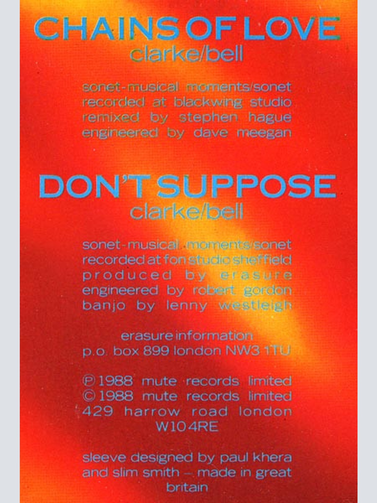 Vinyl / Erasure - Chains Of Love