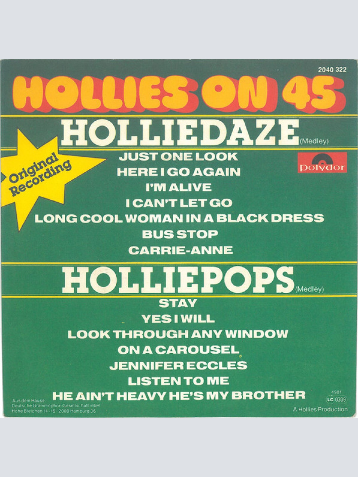 Vinyl / Hollies* - Hollies On 45