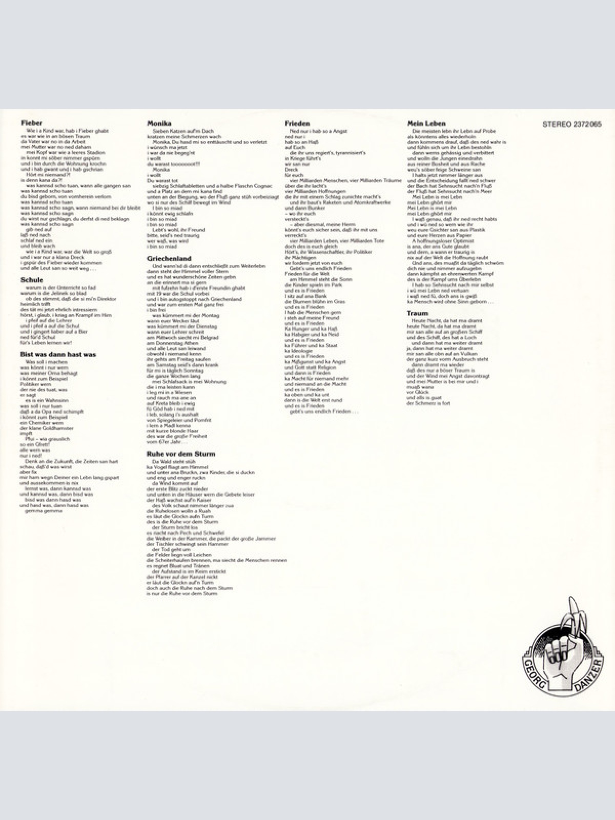 Vinyl / Georg Danzer - Ruhe Vor Dem Sturm