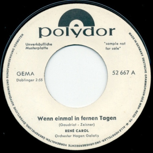 Vinyl / René Carol - Wenn Einmal In Fernen Tagen