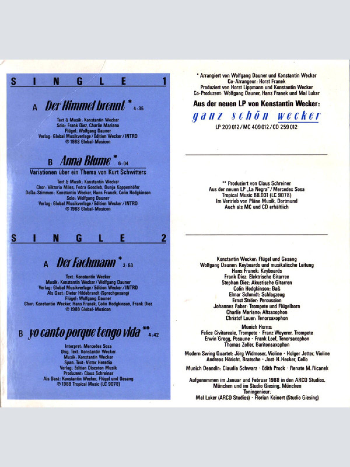 Vinyl / Konstantin Wecker - Ganz Schön Wecker