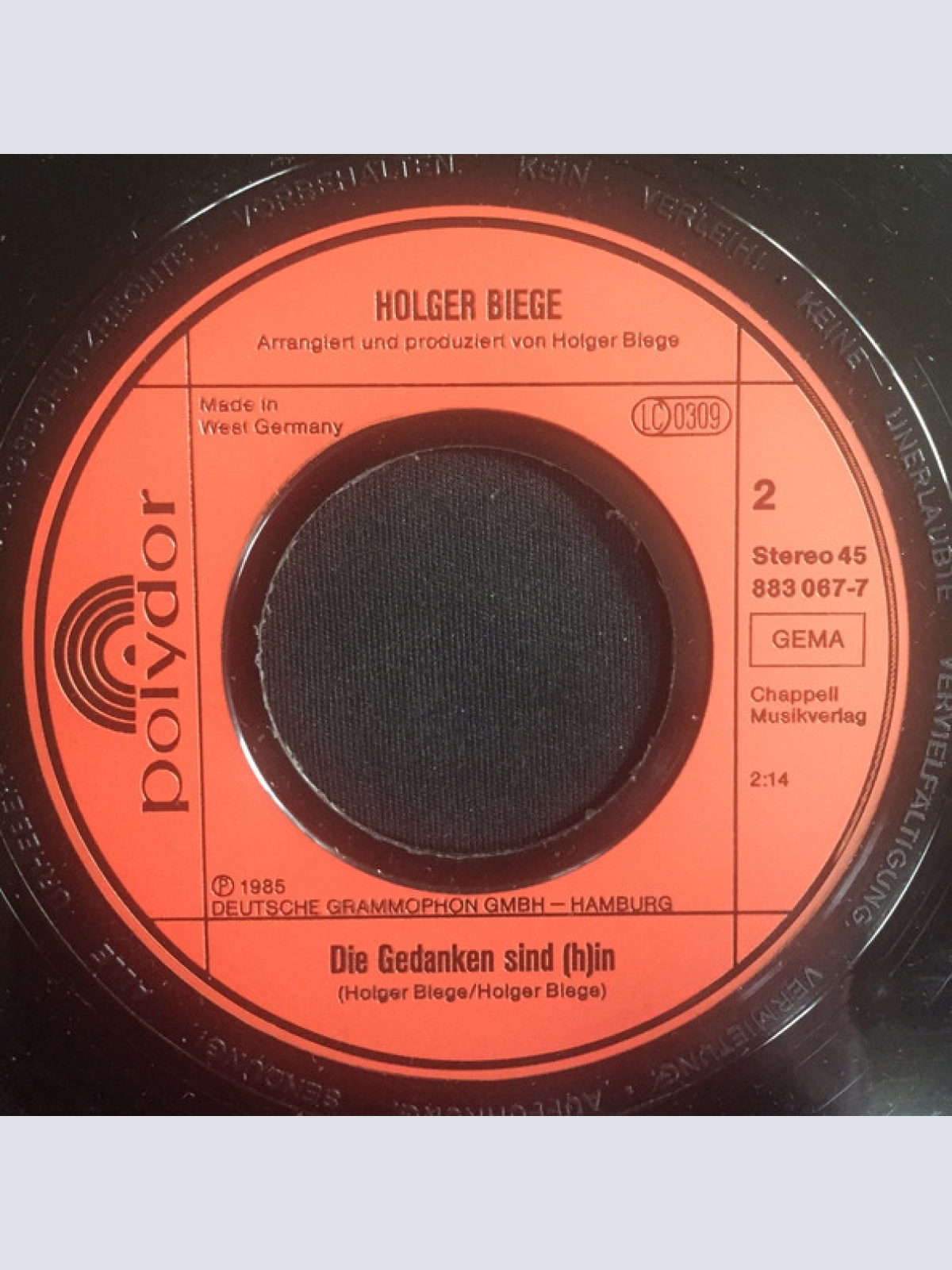 Vinyl / Holger Biege - Rost Im Toaster