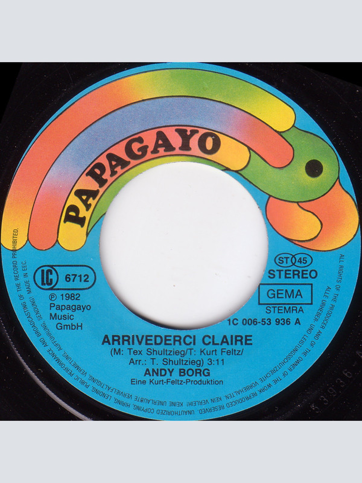 Vinyl / Andy Borg - Arrivederci Claire