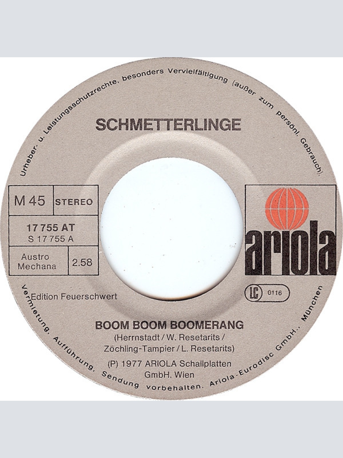 Vinyl / Schmetterlinge - Boom Boom Boomerang