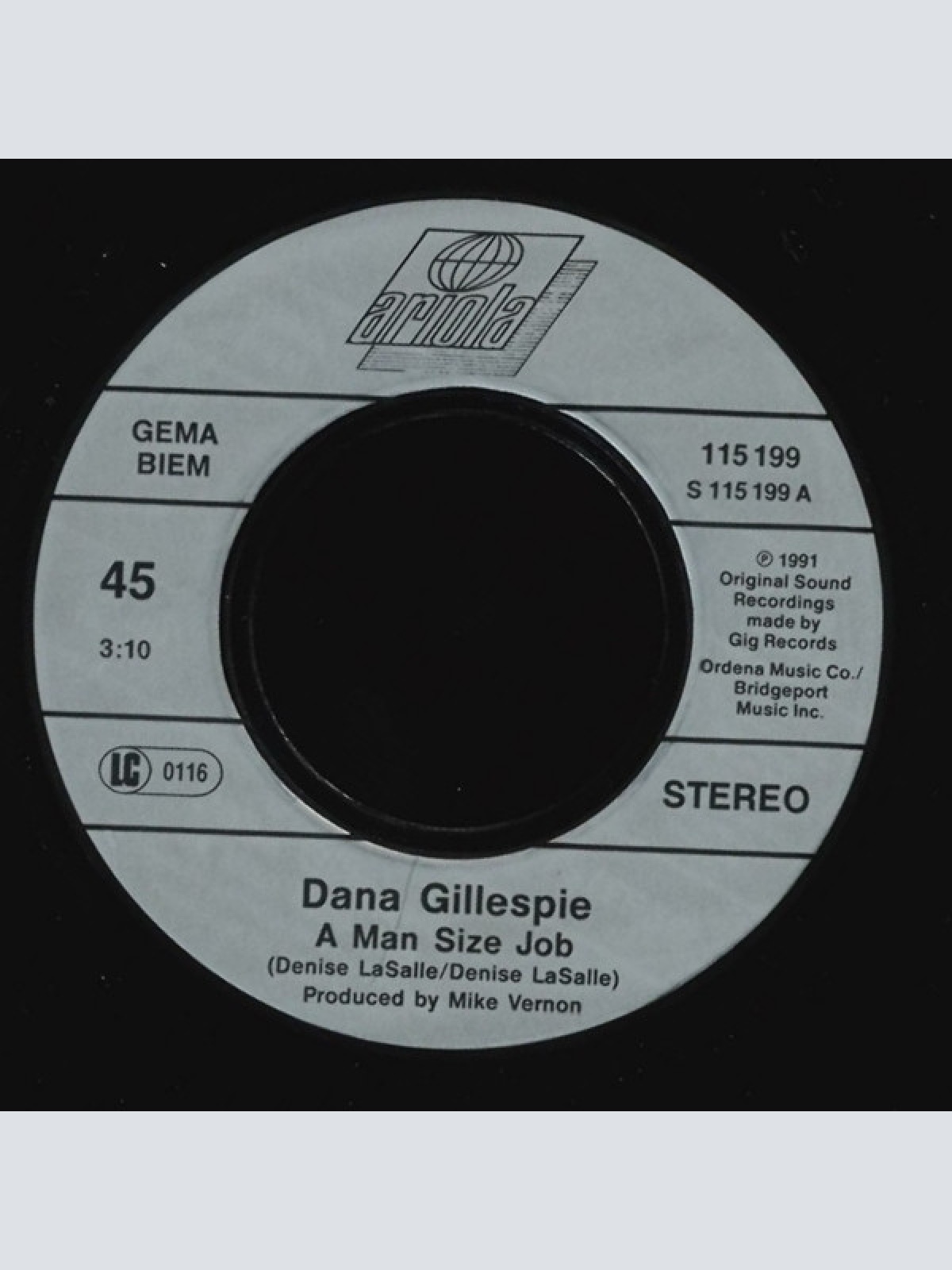 Vinyl / Dana Gillespie - A Man Size Job