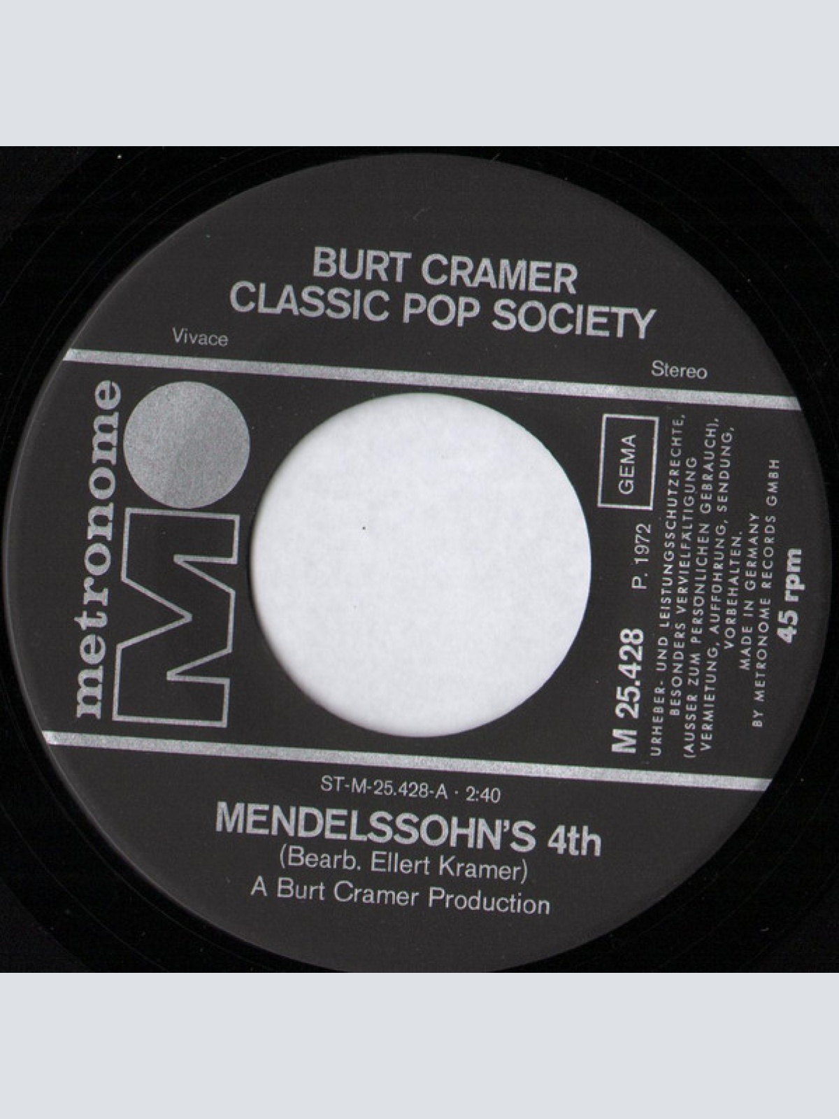 Vinyl / Burt Cramer Classic Pop Society - Mendelssohn's 4th