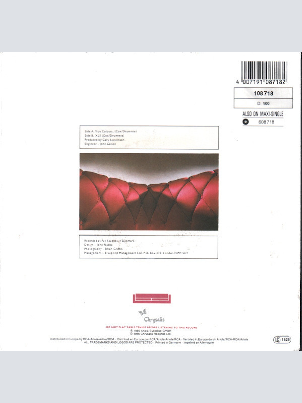 Vinyl / Go West - True Colours