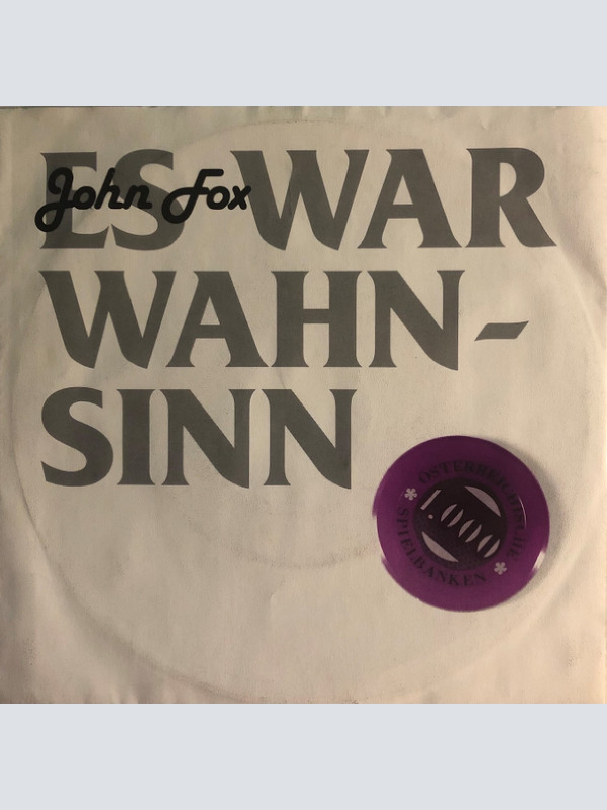 Vinyl / John Fox (4) - Es War Wahnsinn