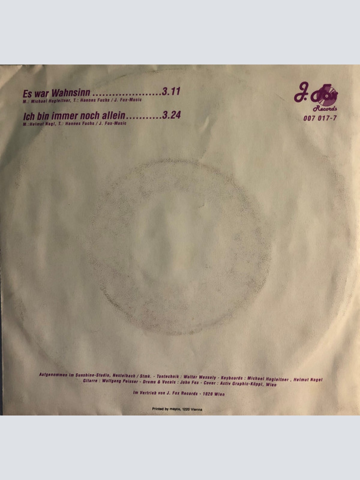 Vinyl / John Fox (4) - Es War Wahnsinn