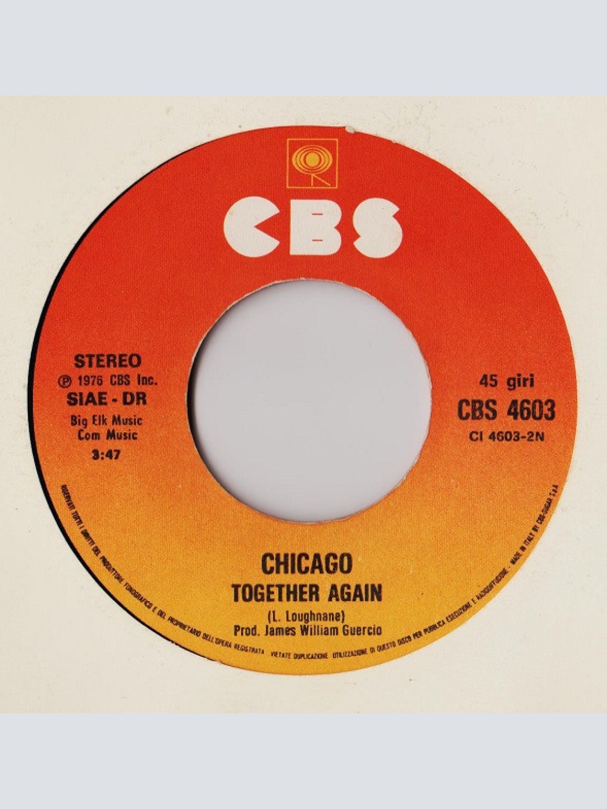 Vinyl / Chicago (2) - If You Leave Me Now / Together Again
