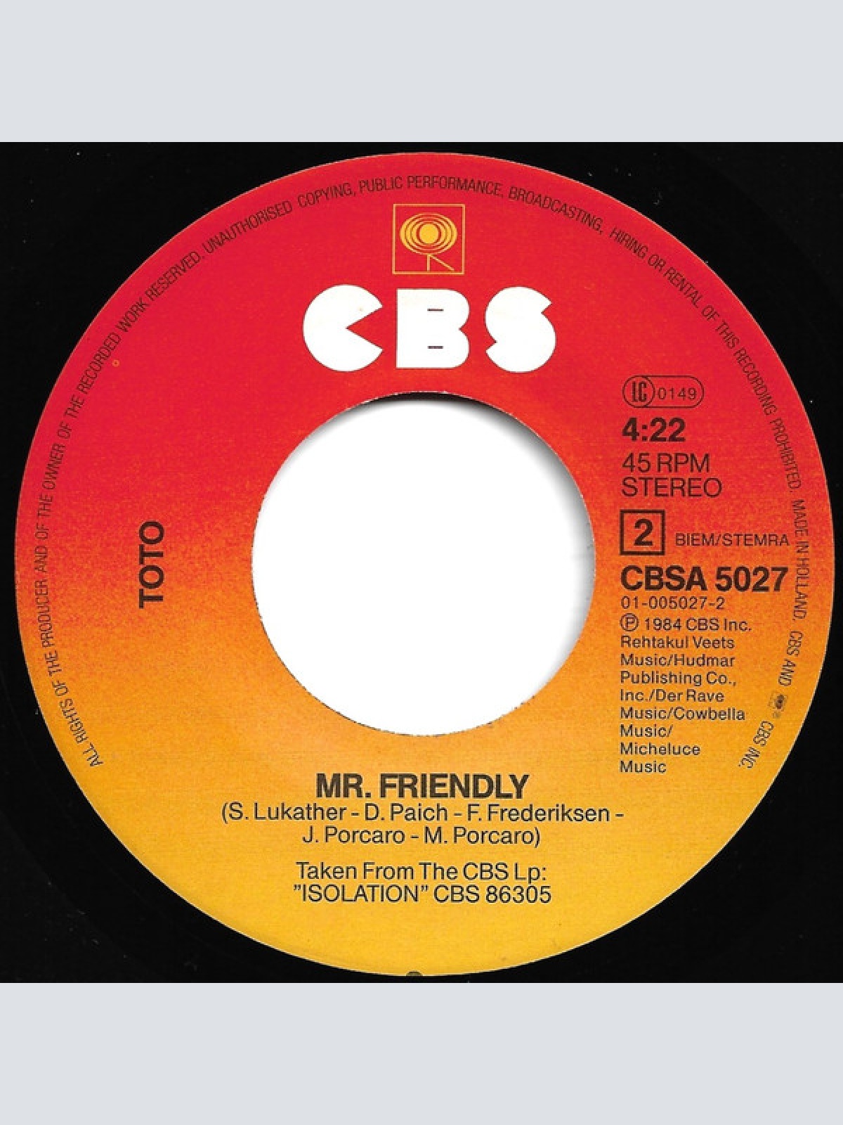 Vinyl / Toto - Holyanna