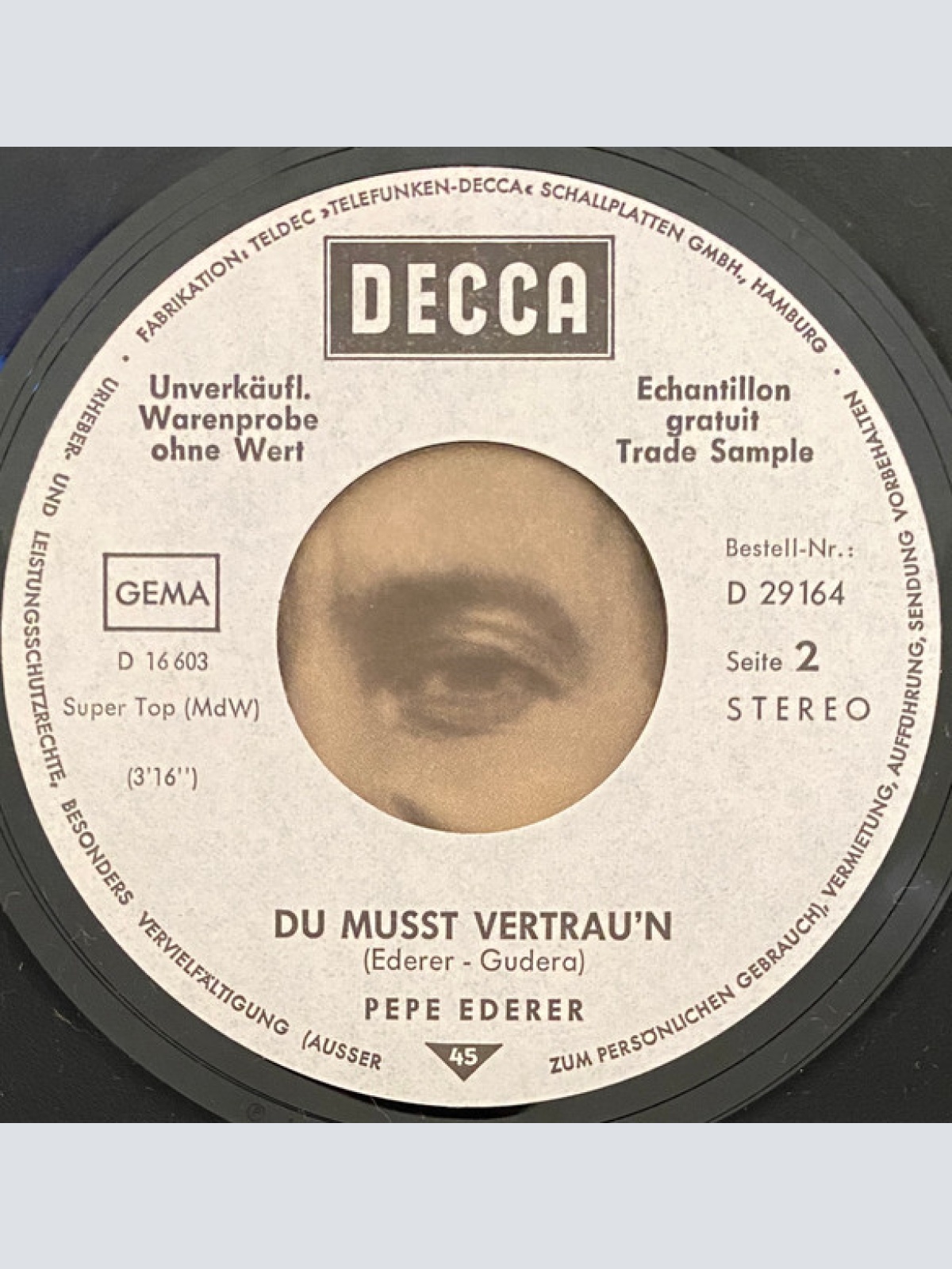 Vinyl / Pepe Ederer - Vergiß Deine Tränen, Cherie