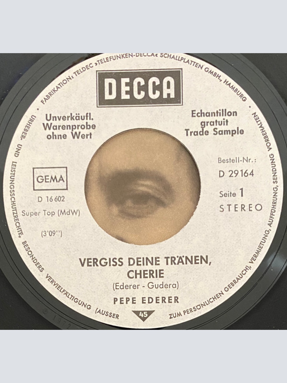Vinyl / Pepe Ederer - Vergiß Deine Tränen, Cherie