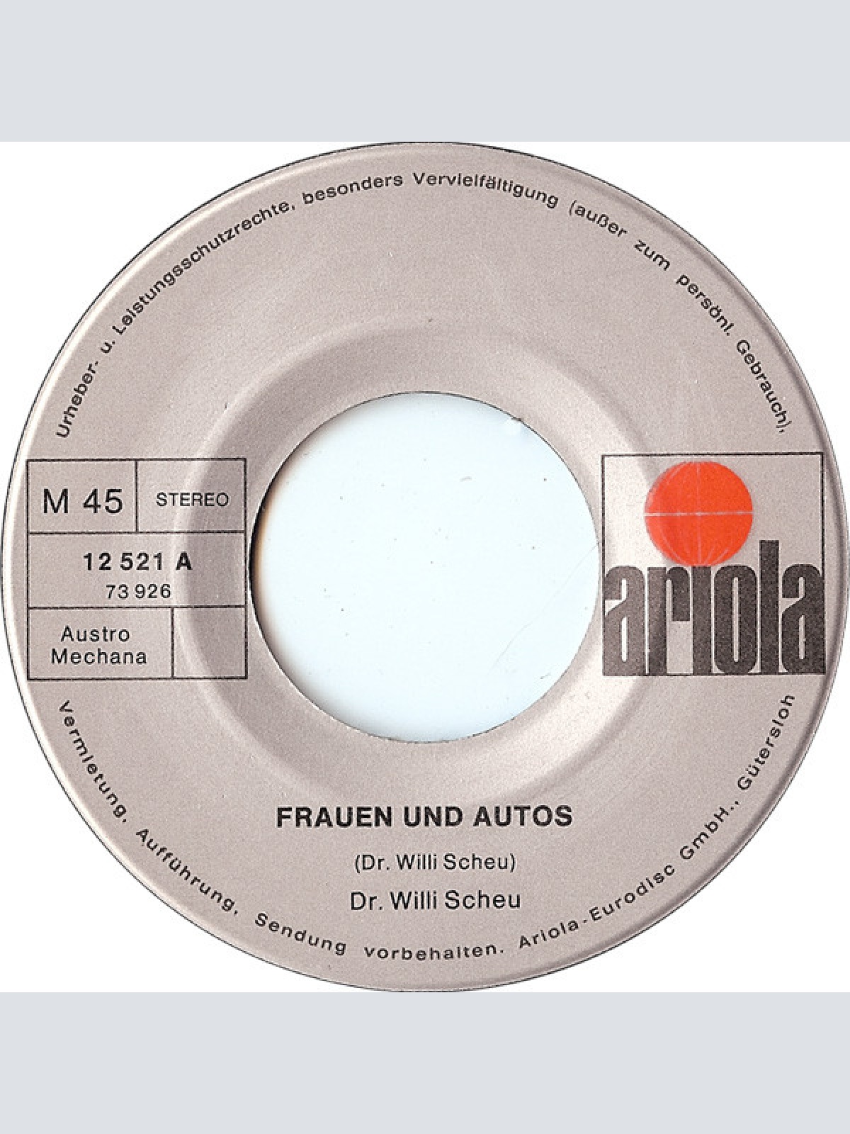Vinyl / Various - Dr. Willi Scheu Über Frauen Und Autos