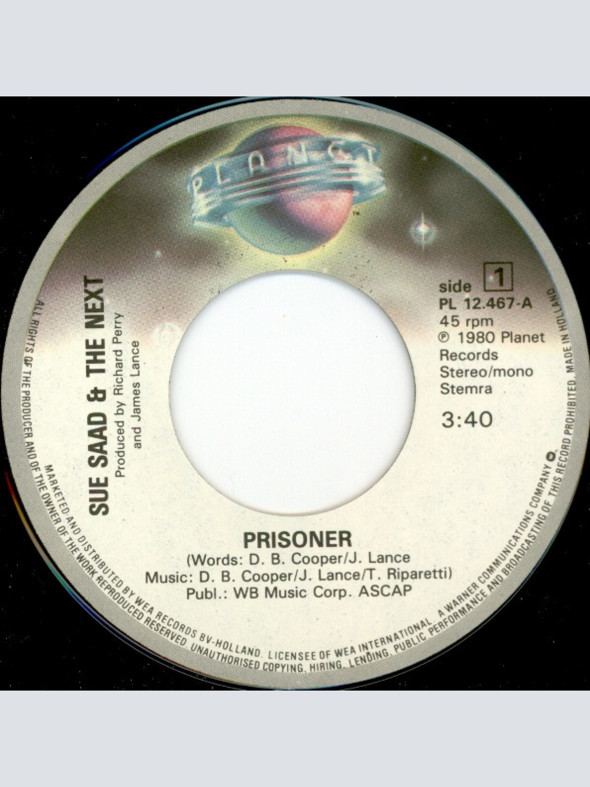 Vinyl / Sue Saad And The Next - Prisoner