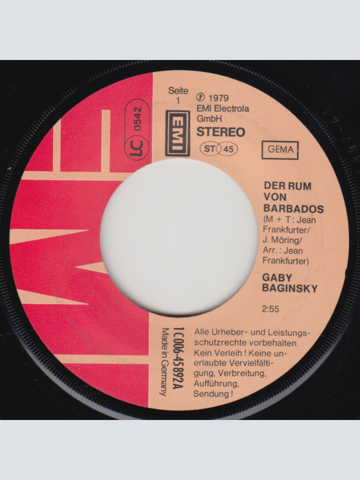 Vinyl / Gaby Baginsky - Der Rum Von Barbados