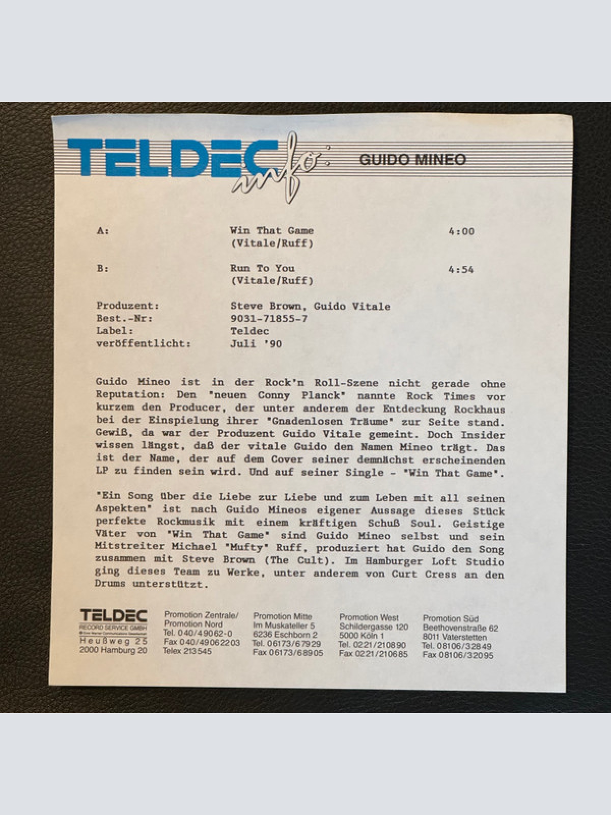 Vinyl / Guido Mineo - Win That Game