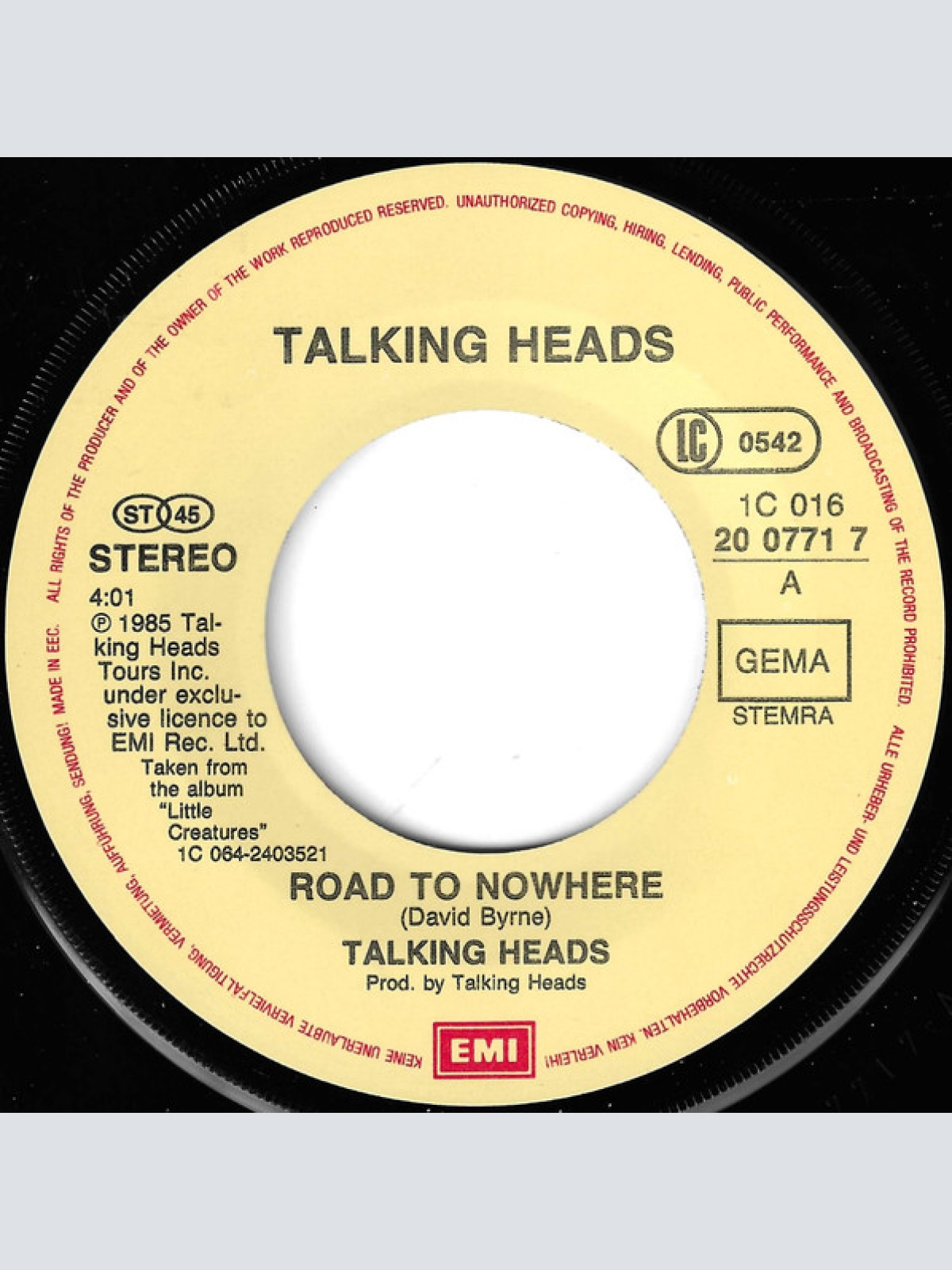 Vinyl / Talking Heads - Road To Nowhere