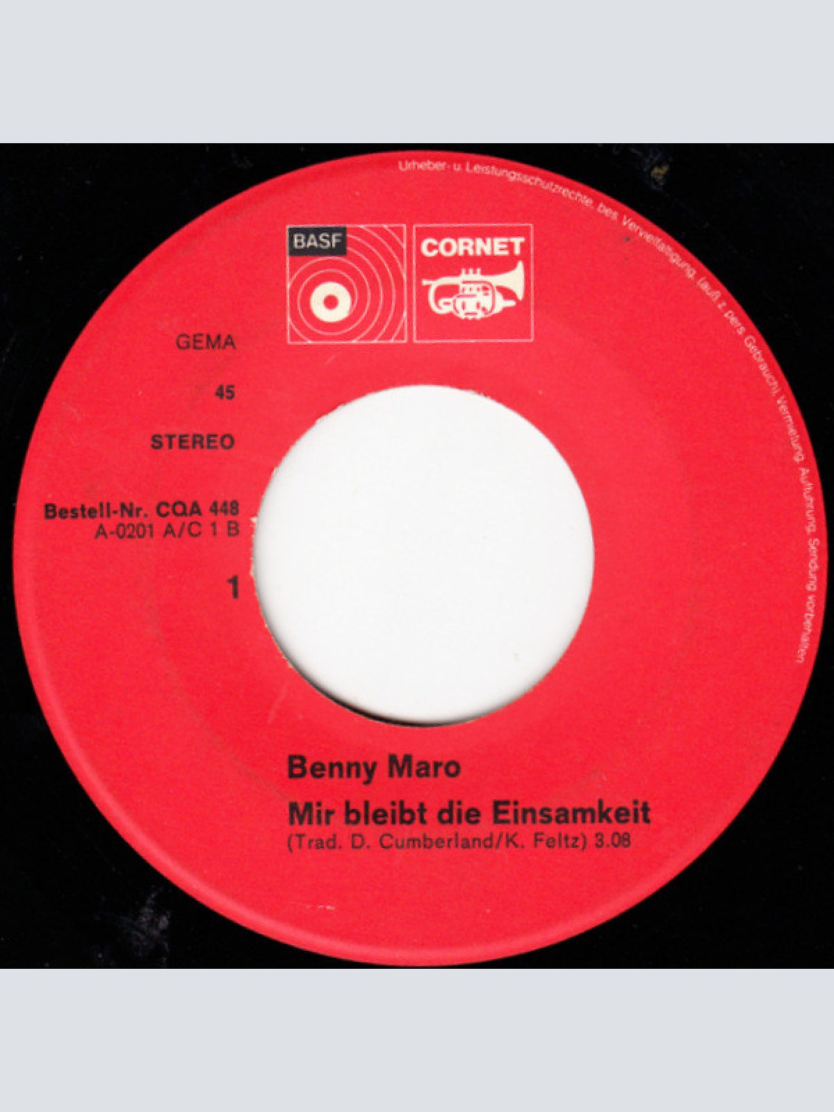 Vinyl / Benny Maro - Mir Bleibt Die Einsamkeit