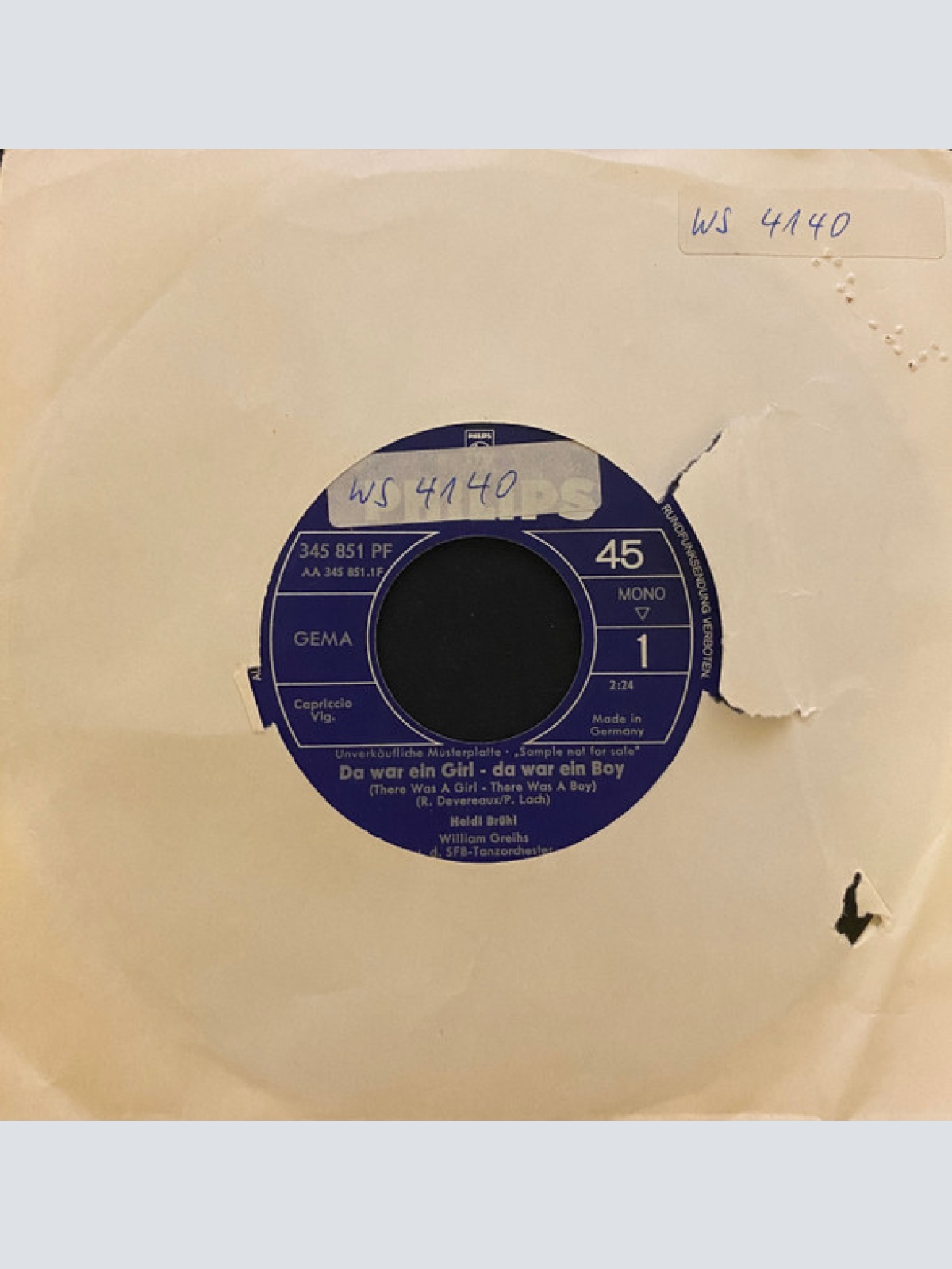 Vinyl / Heidi Brühl - Da War Ein Girl, Da War Ein Boy