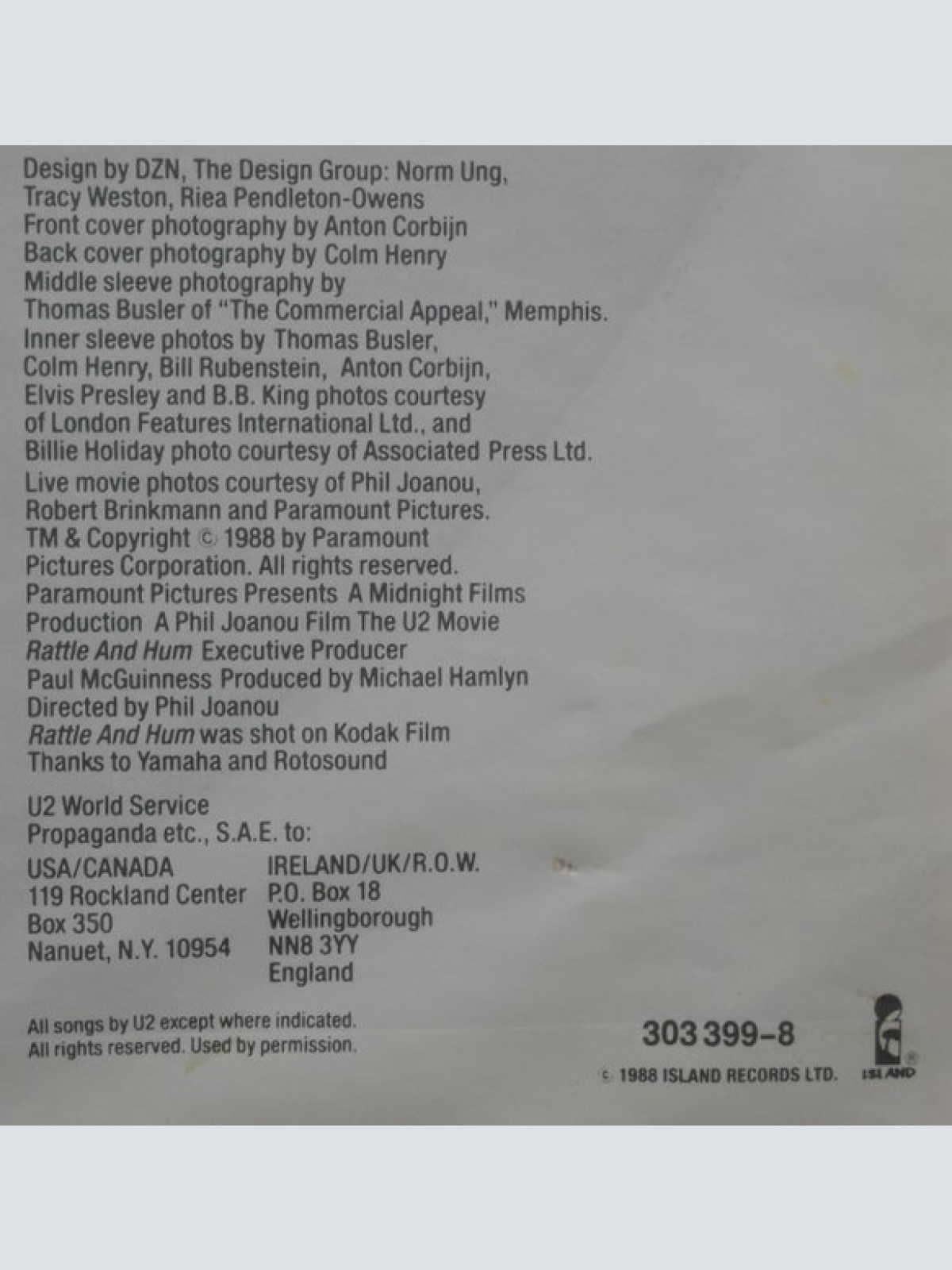 Vinyl / U2 - Rattle And Hum