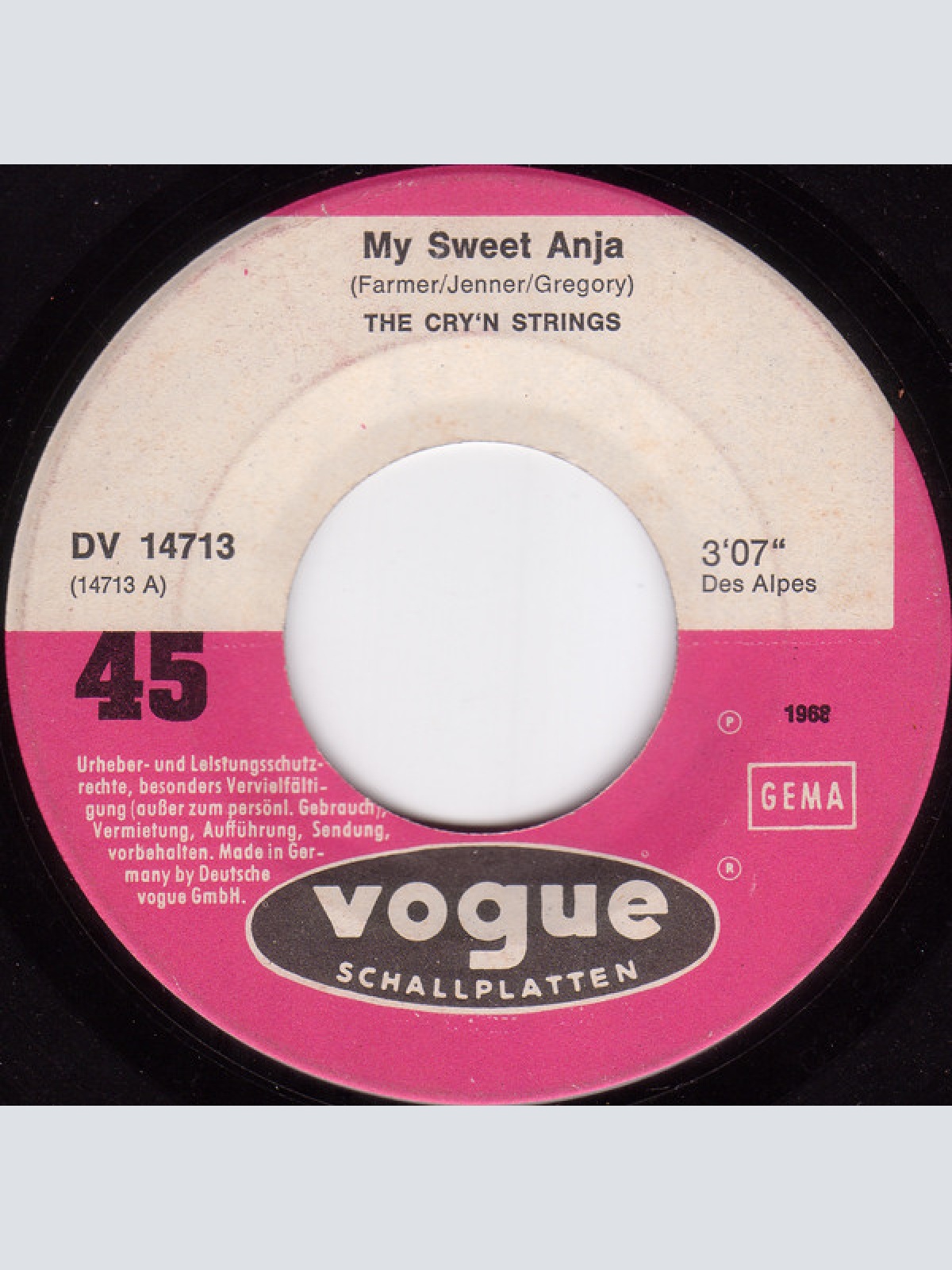 Vinyl / The Cry'n Strings - My Sweet Anja