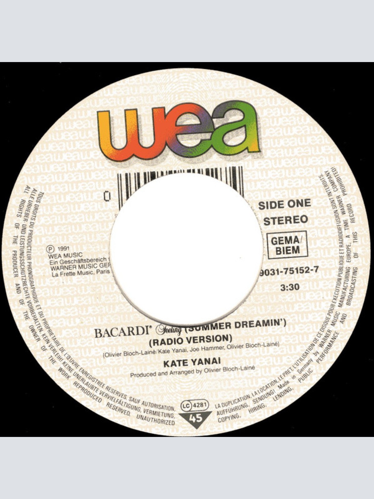 Vinyl / Kate Yanai - Bacardi Feeling