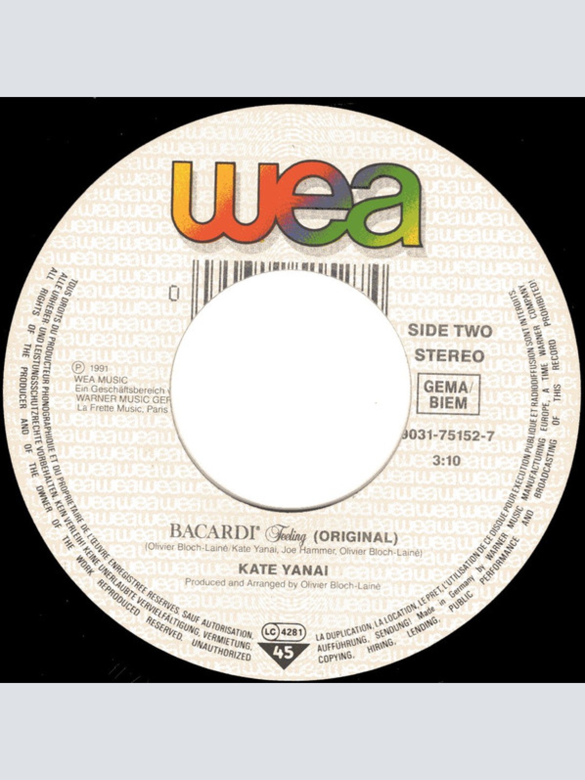 Vinyl / Kate Yanai - Bacardi Feeling