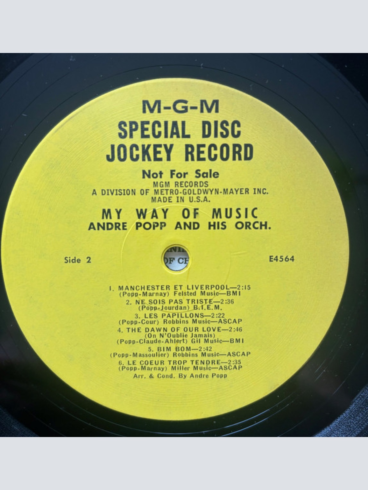 Vinyl / André Popp - Why Say Goodbye