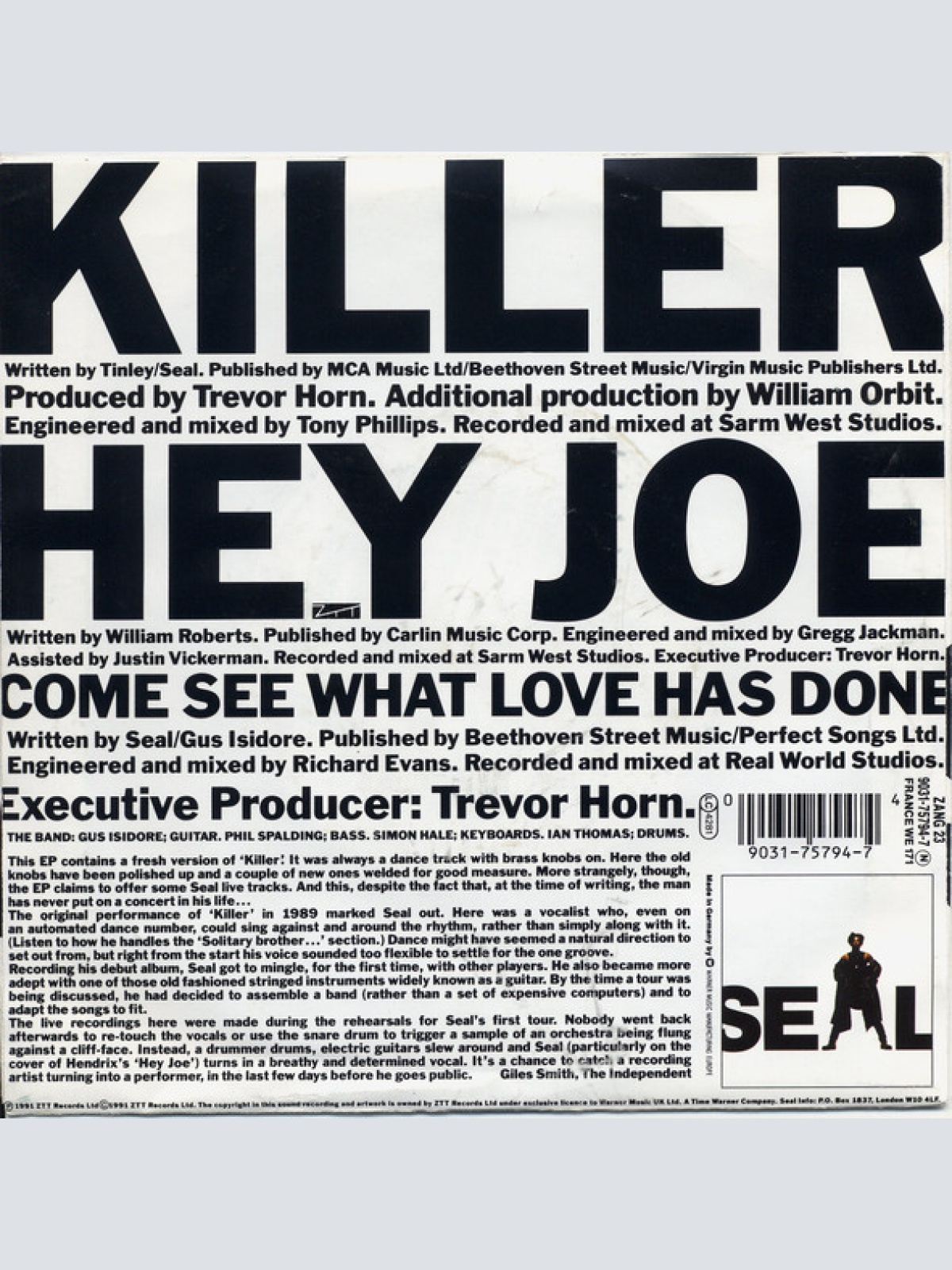 Vinyl / Seal - Killer...On The Loose