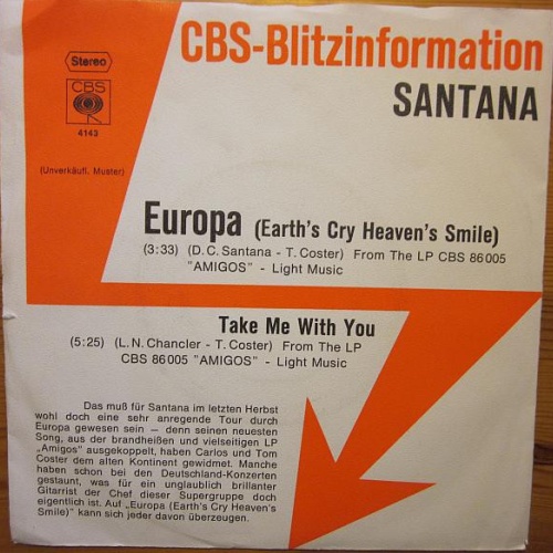 Vinyl / Santana - Europa (Earth's Cry Heaven's Smile)