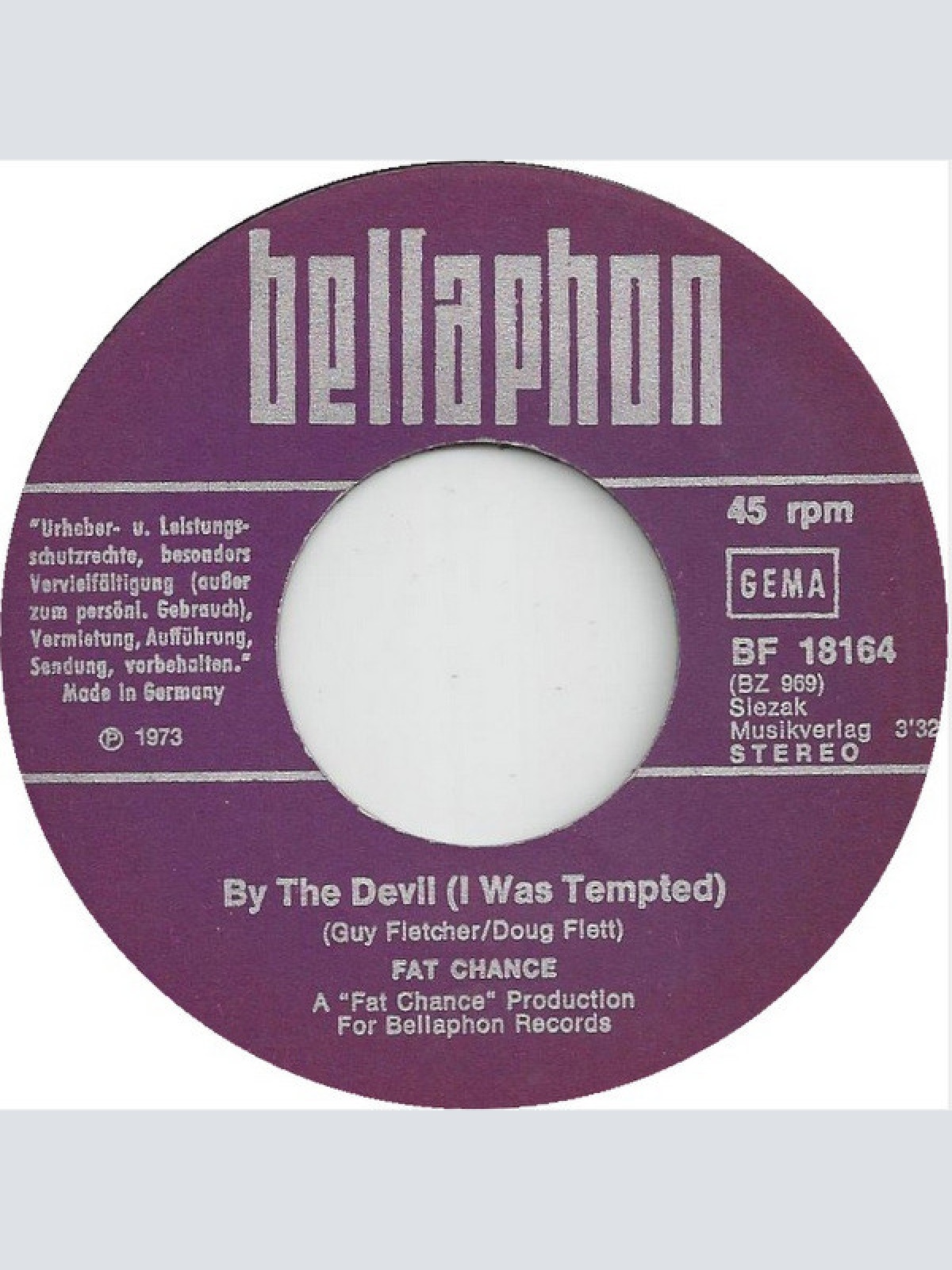 Vinyl / Fat Chance (7) - By The Devil I Was Tempted