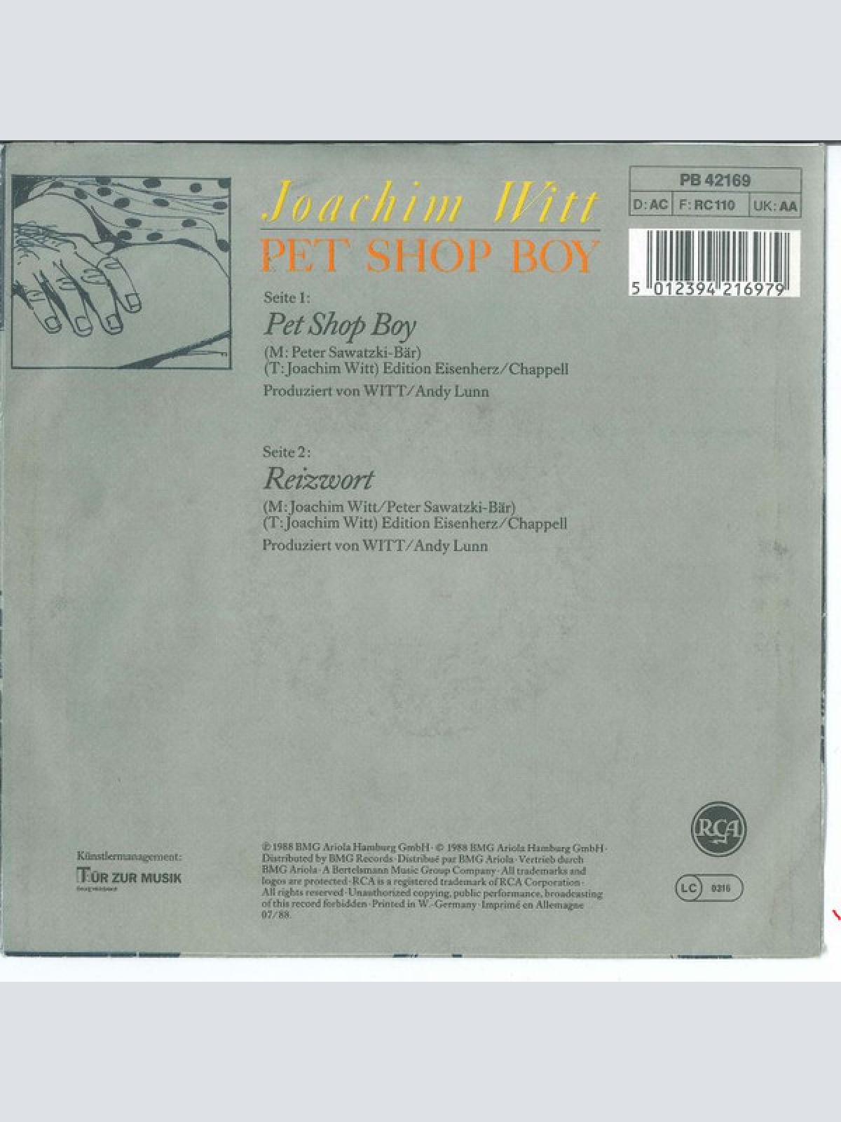 Vinyl / Joachim Witt - Pet Shop Boy