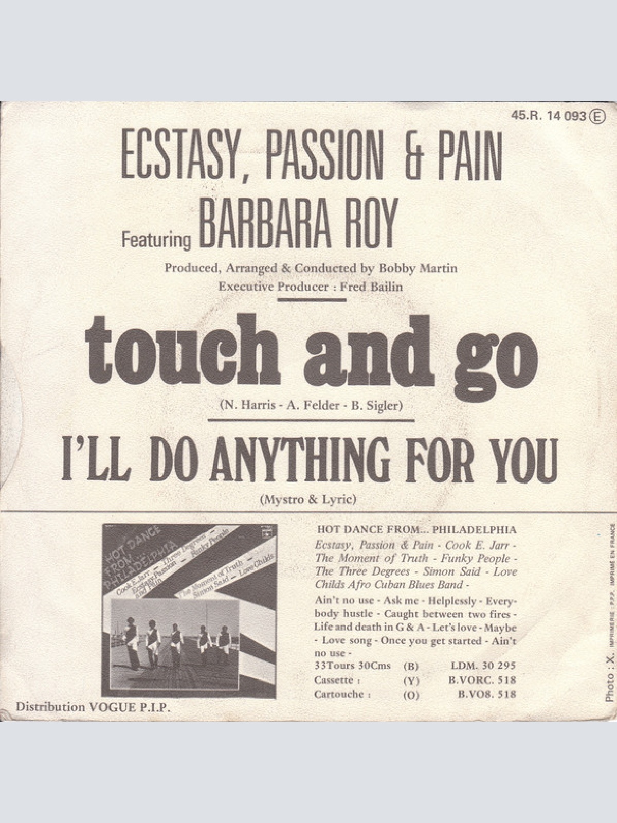 Vinyl / Ecstasy, Passion & Pain Featuring Barbara Roy - Touch And Go