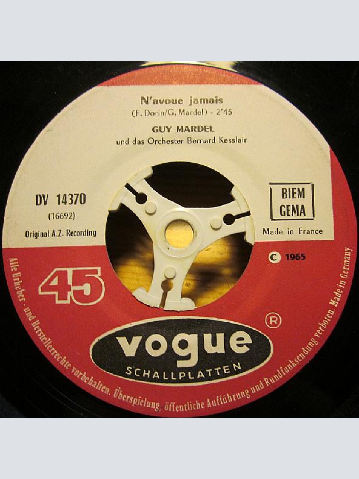 Vinyl / Guy Mardel - N'Avoue Jamais