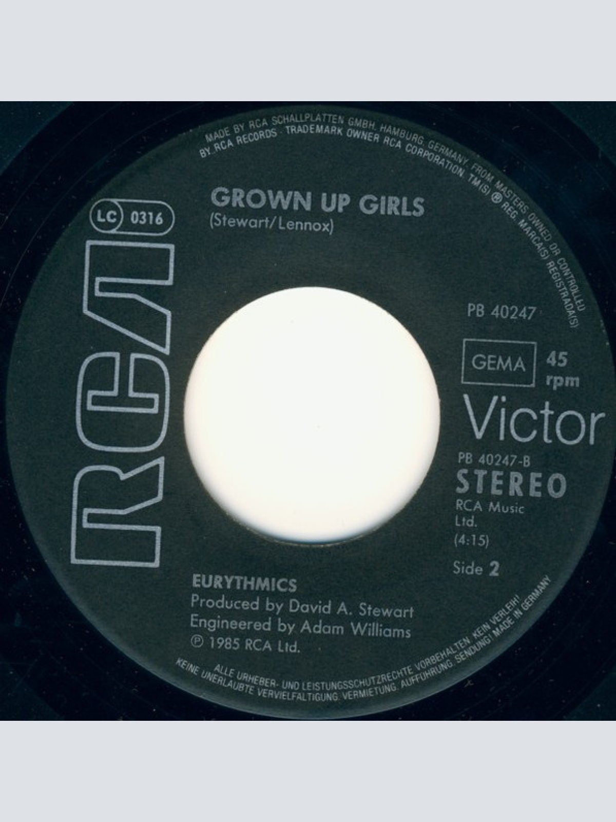 Vinyl / Eurythmics - There Must Be An Angel (Playing With My Heart)