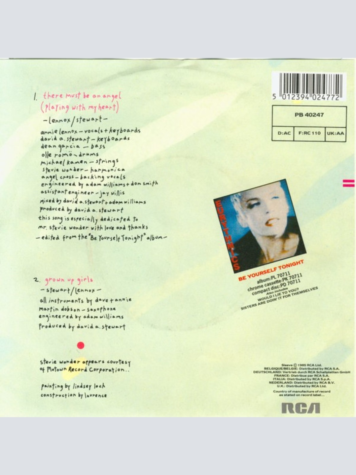 Vinyl / Eurythmics - There Must Be An Angel (Playing With My Heart)