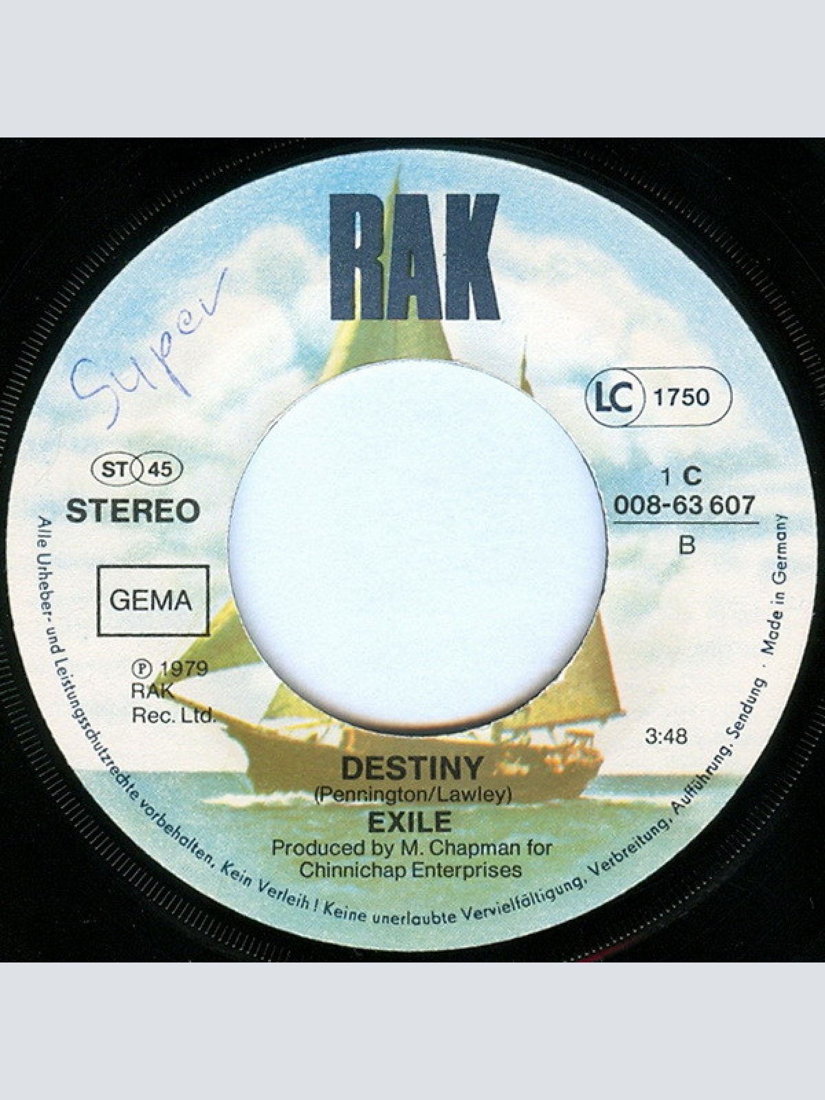 Vinyl / Exile (7) - Too Proud To Cry