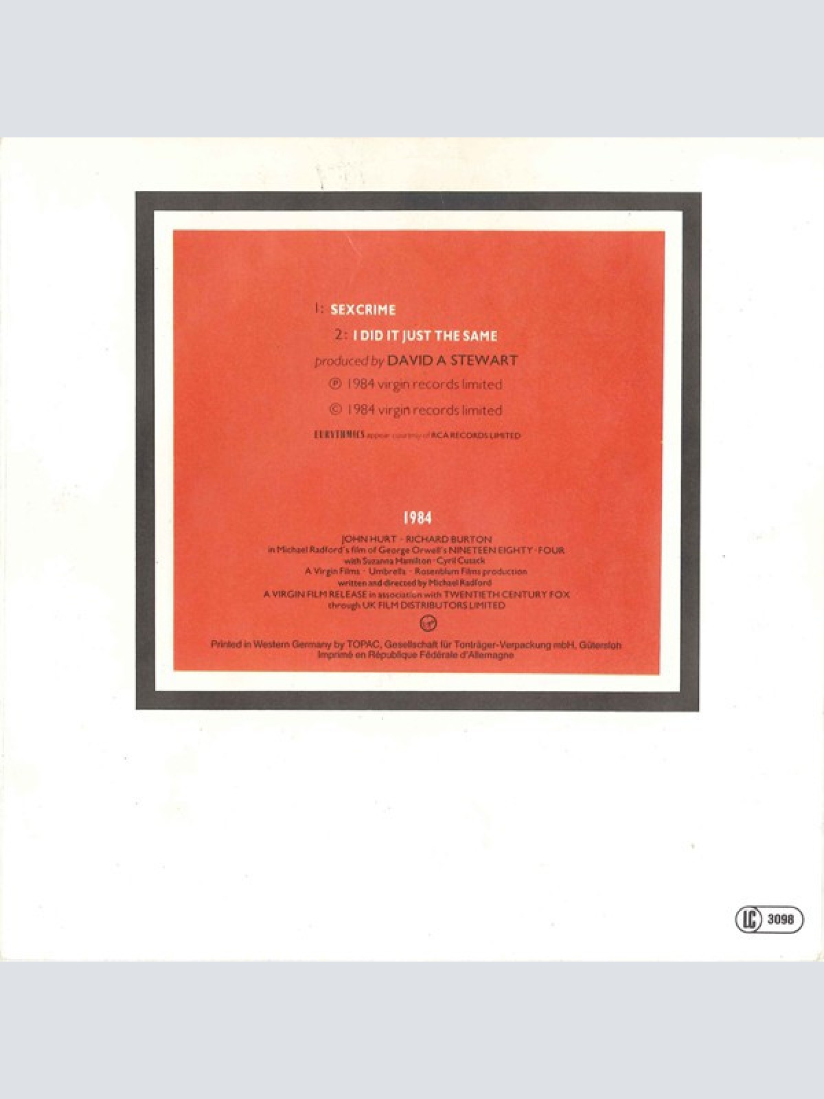 Vinyl / Eurythmics - Sexcrime (Nineteen Eighty ▪ Four)