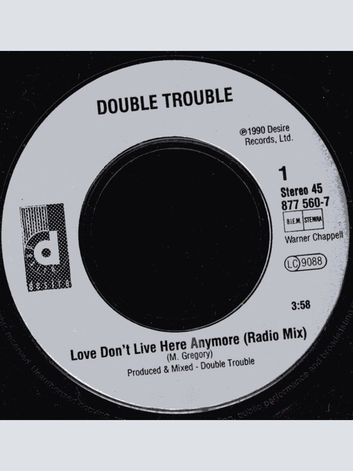 Vinyl / Double Trouble - Love Don't Live Here Anymore
